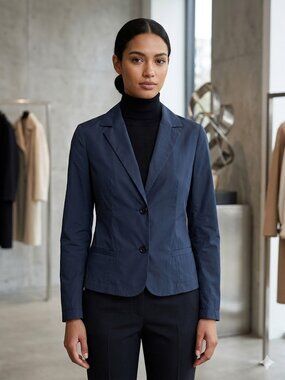 Gaia Boldetti Classic Navy Two-Button Tailored Blazer